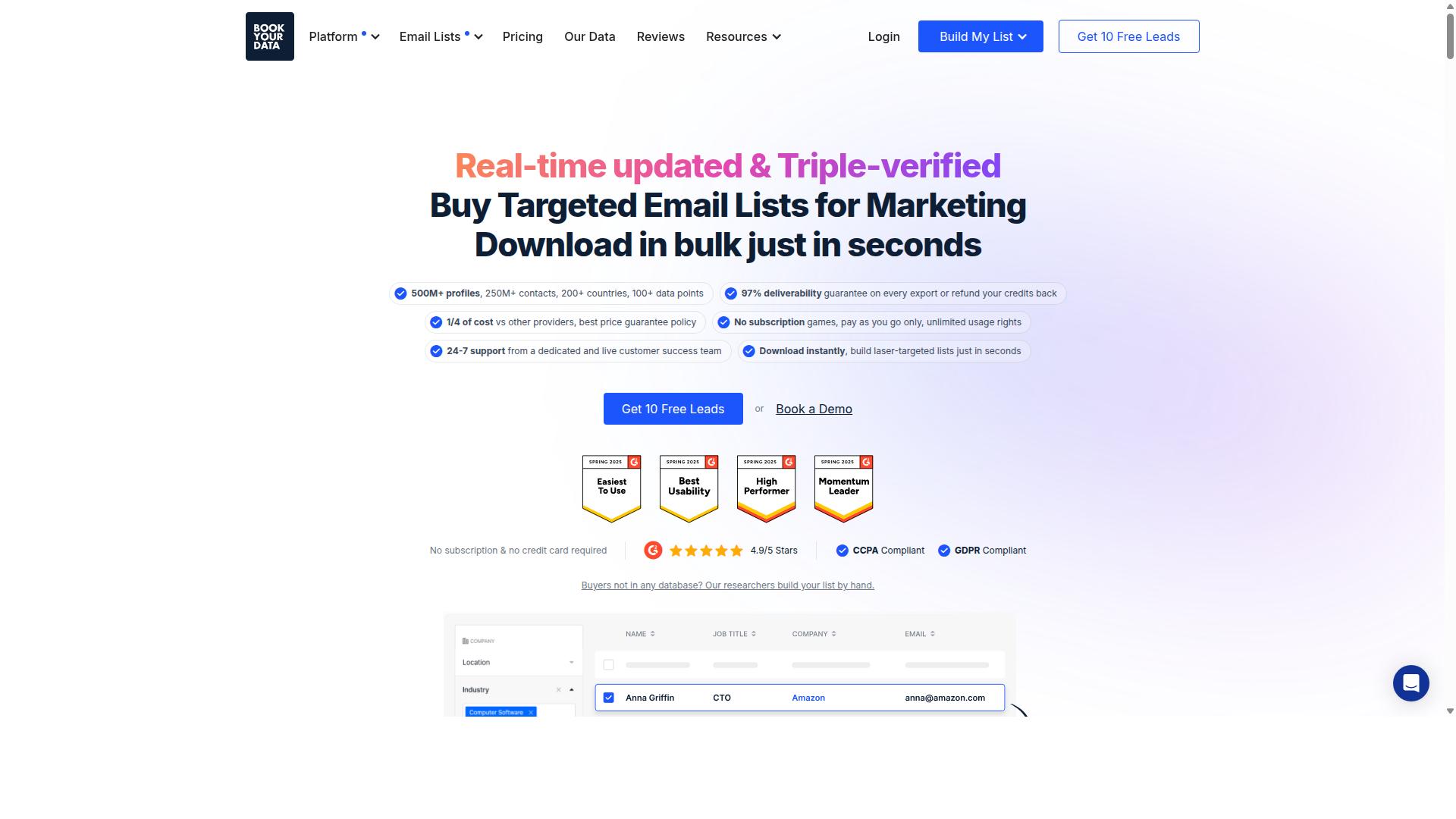 BookYourData for Email Verification And Finding website